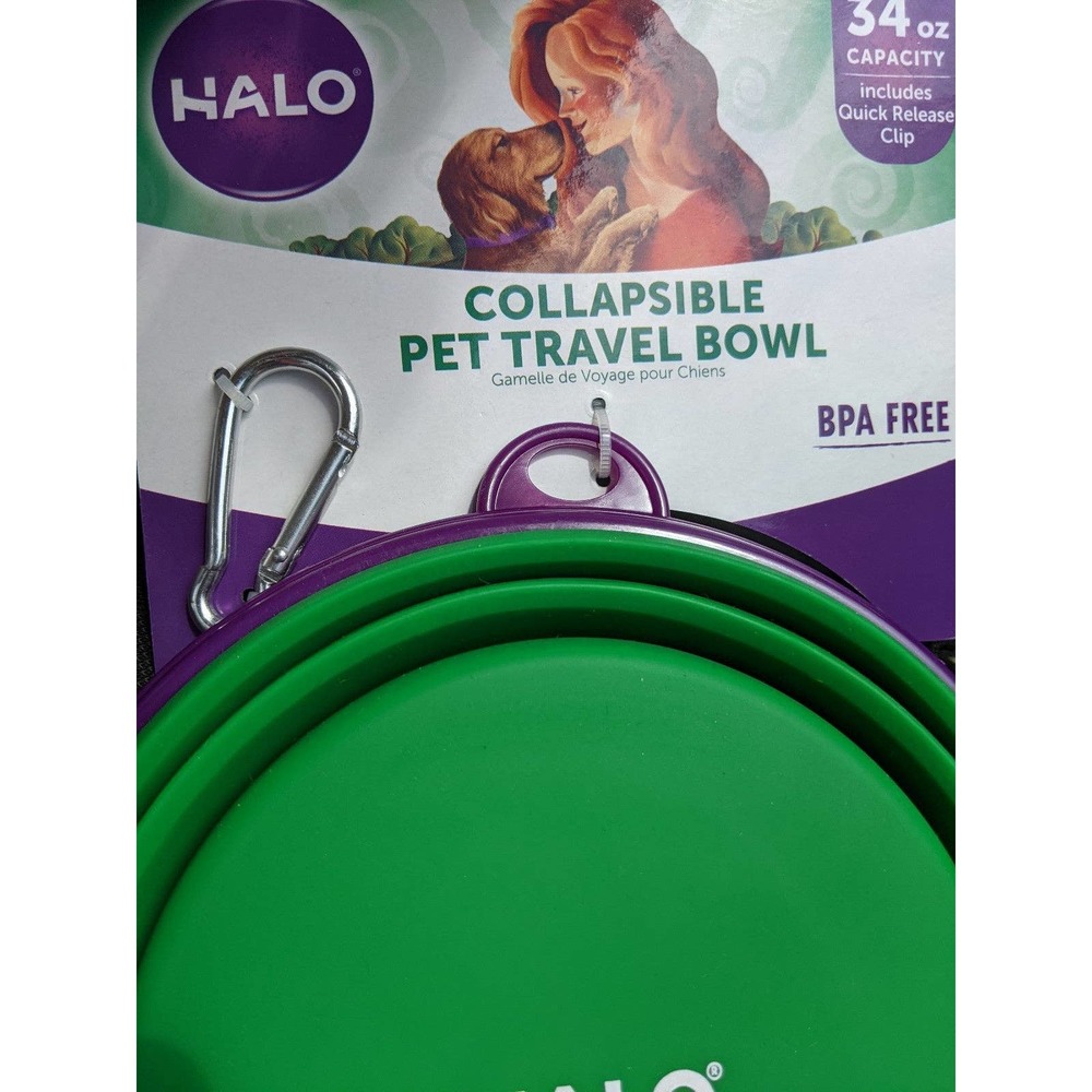 Large 34 oz capacity new halo collapsible Dog pet travel bowl